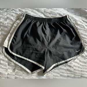 Black and white Nike running shorts